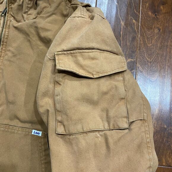 Lee Vintage 90s Workwear Full Zip Canvas Brown Sherpa Lined Trucker Jacket XXL - Picture 3 of 12